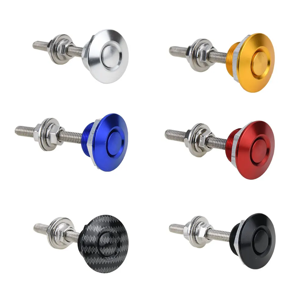 2PCS Aluminum Car Quick Release Latch Push Button Hood Pins Bumper Hood License Plate Lock Clip Kit Bonnet Lock 1.18\