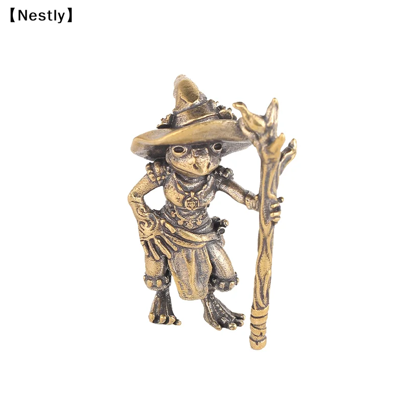 Vintage-Messingfigur Zauberer-Frosch, Schreibtisch-Ornament, Metall, niedliche Figuren, Miniaturen, Heim- und Bürodekoration, Auto-Ornamente〔Nest〕 – Detail 4