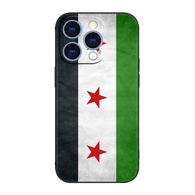 Syrian Syria Flag Phone Case For Apple iPhone 14 13 12 Mini 11 Pro XR X XS MAX 6S 7 8 Plus 5S SE 2020 2022 Black Cover