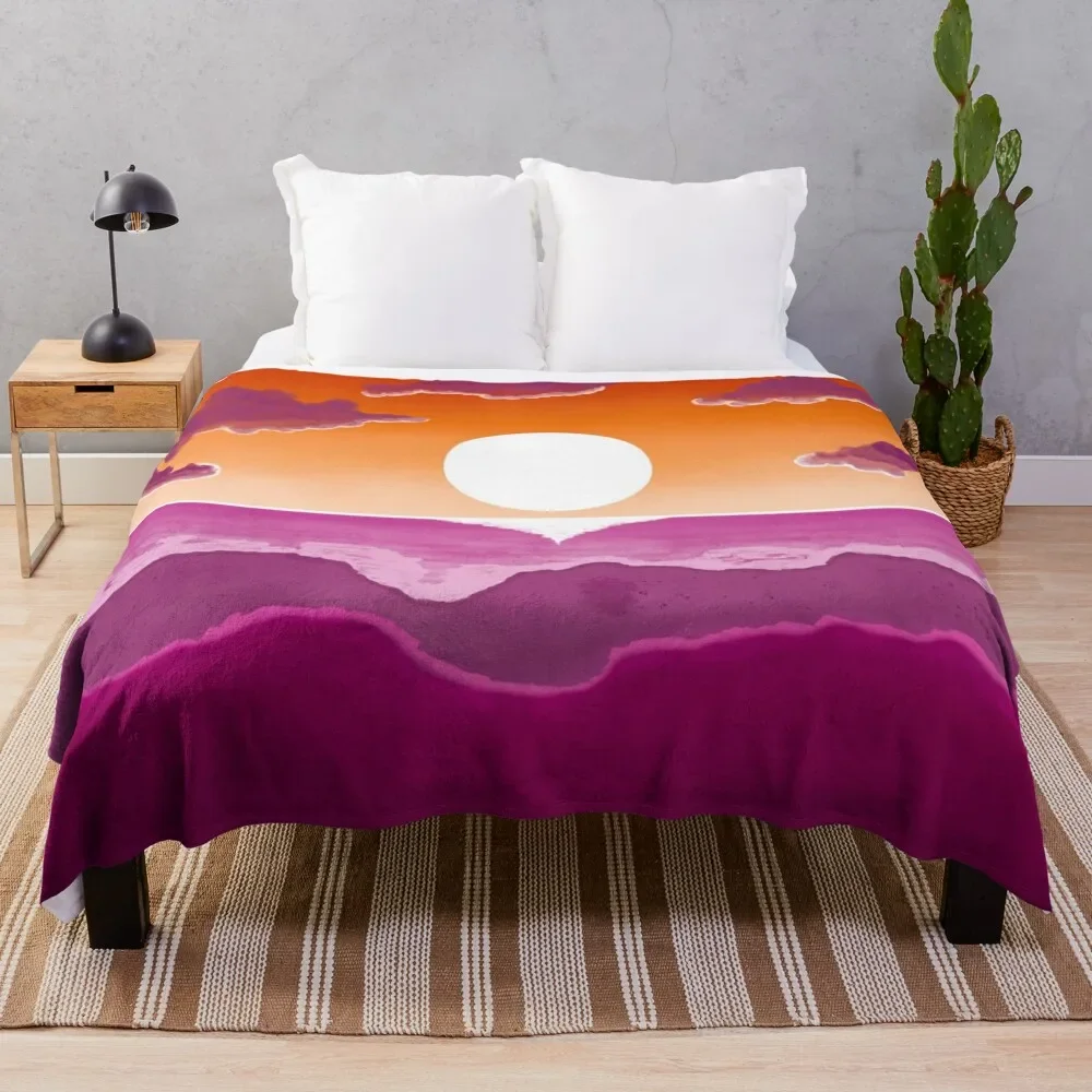 subtle stealth lesbian sunset flag - subtle lgbt flag design Throw Blanket Furrys Cute Polar Blankets