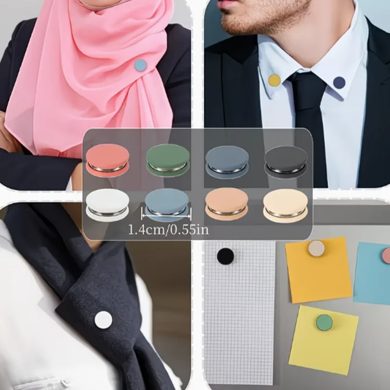 Multi-Use Magnetic Hijab Pins Oblate No-Snag Scarf Clasp Premium Pinless Hijab Magnets Brooch for Women Girls, Random Color