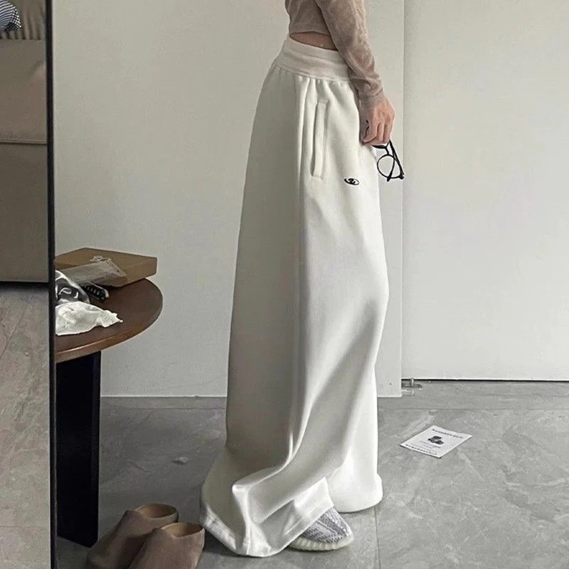 アメリカンレイジージャズスウェットパンツ女性ソリッドカジュアルルーズワイドレッグパンツヒップホップハイウエストストリートダンス原宿Y2Kパンツ