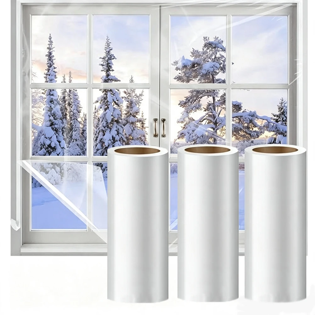 Indoor Window Insulation Film 42 by 62 Inches Shrinkable Thermal Barrier Kit for Cold Weather Energy Saving PET Film
