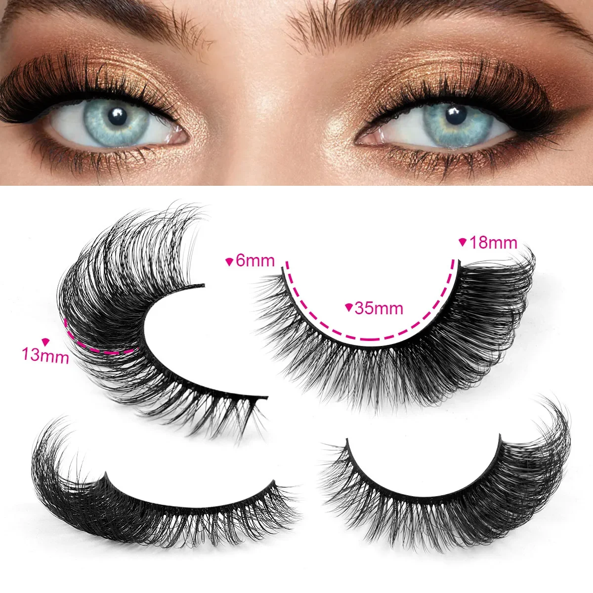 Half Eyelash Skew Flying Fox Eye False Eyelash 7 Pairs Simulation Eyetail Extended Eyelash