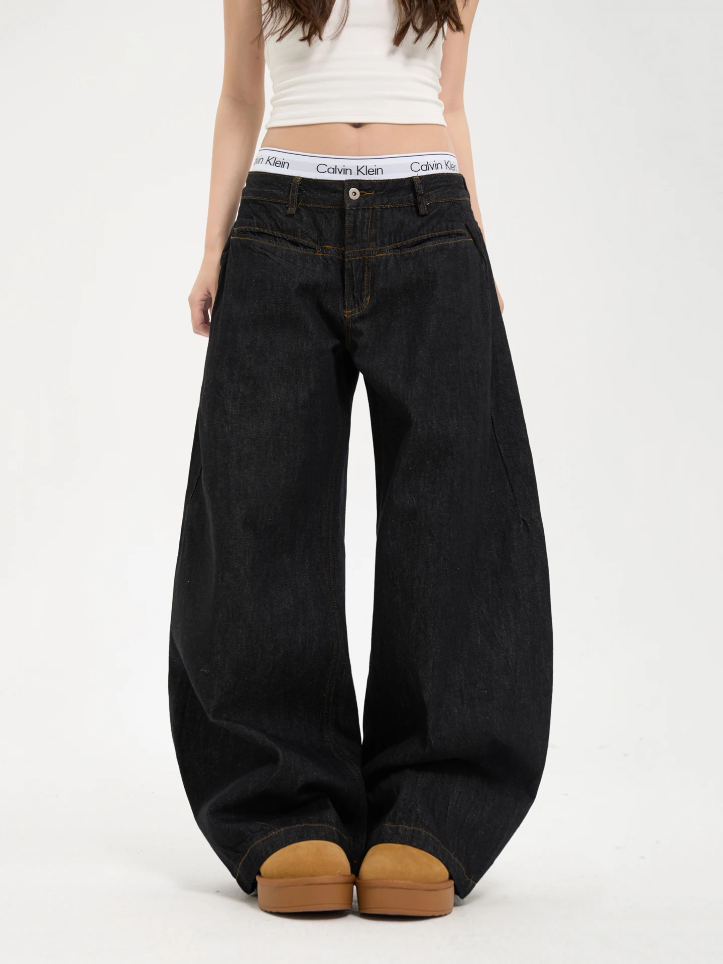 

7KEEWEN Осенние женские джинсы в американском ретро-стиле, свободные, широкие, повседневные, длинные брюки, модель «Нож»