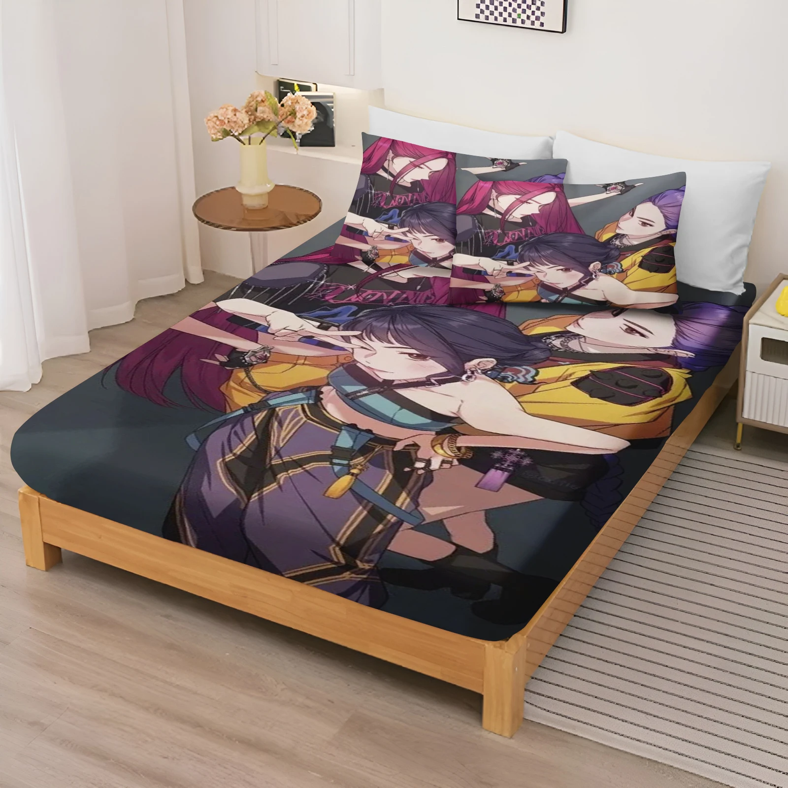 Girl Fitted Sheet Group Bed Sheets And Pillowcases Set Coverage Cartoon Cover Elastic Digital Printing Beddin