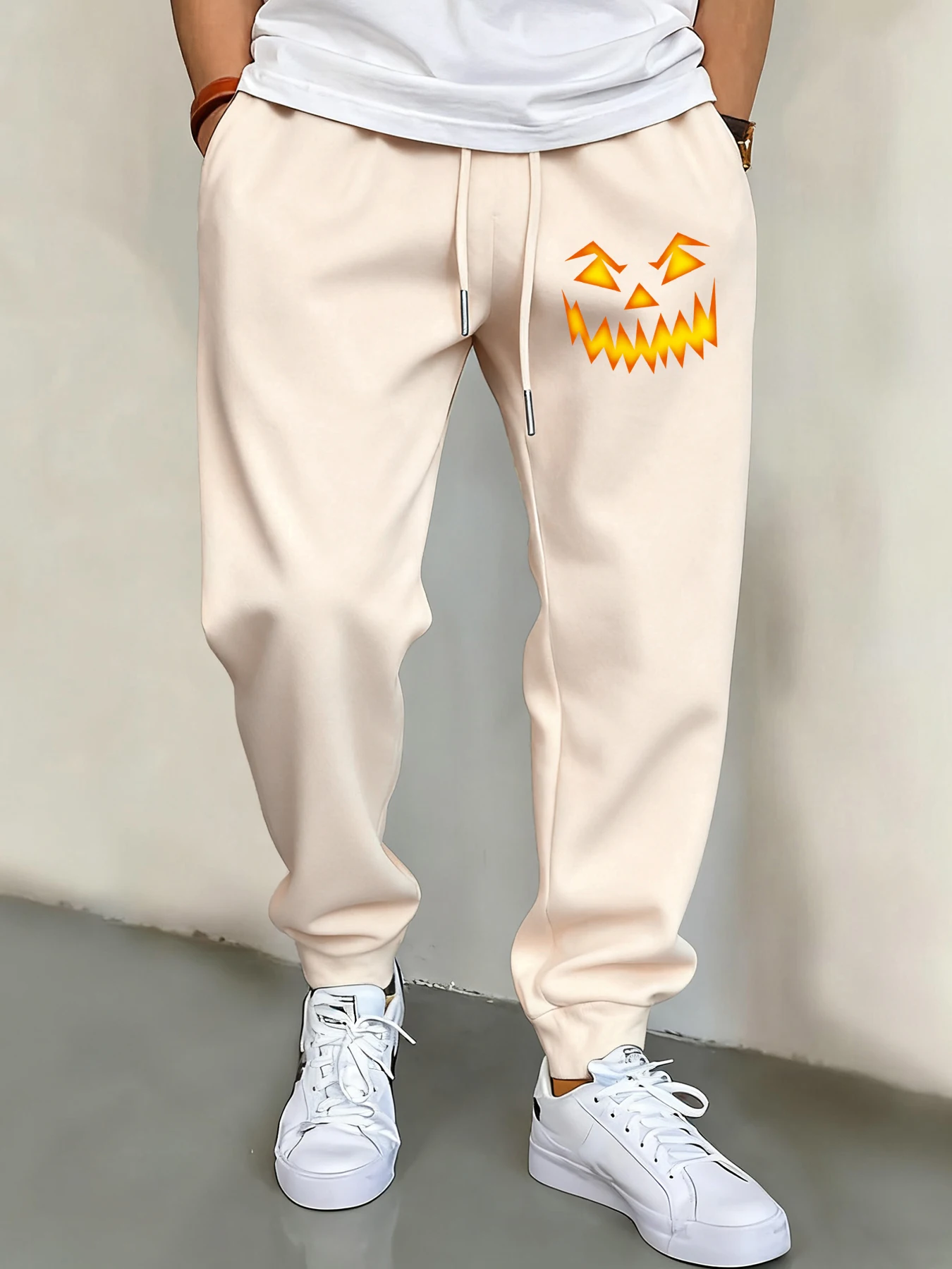 

Halloween Pumpkin Lamp Print Men Sweatpants Street Soft Pant Pocket Multicolor Sweatpant Autumn Fleece Unisex Jogging Pants