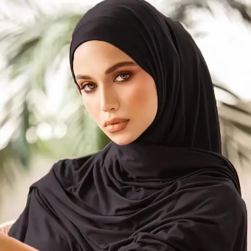 Fashion Modal Cotton Jersey Hijab Scarf Long Muslim Shawl Plain Soft Turban Tie Head Wraps For Women Africa Headband 170x80cm