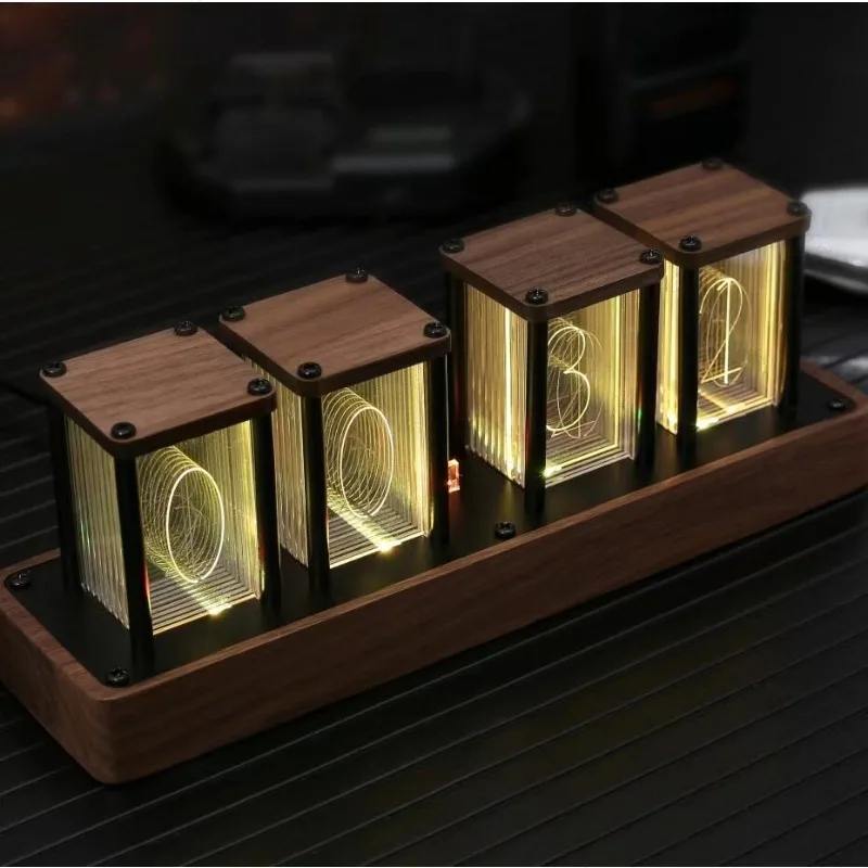 RGB Nixie Tube Clock Colorful LED Digital Table Clock USB Powered Alarm
