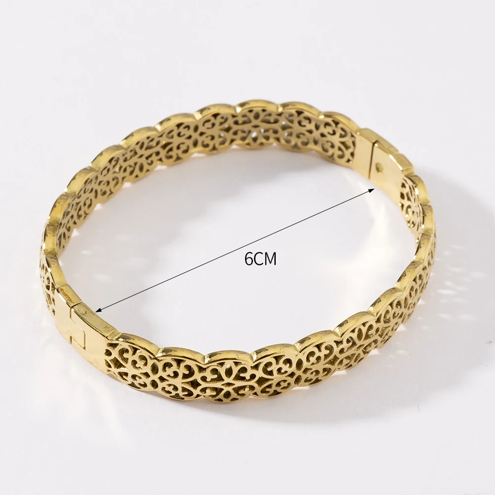 LUIZADA Vintage vergoldetes Armband für Frauen, Edelstahl, Luxus-Armreif für afrikanische Hochzeit, neue exquisite Braut, Verlobung – Detail 12