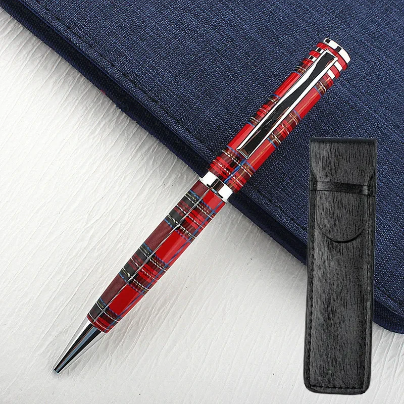 

Metal Ballpoint Pen 0.7mm Refills Office Red Line Pattern Material Rotating Stationery Supplies Pens birthday present