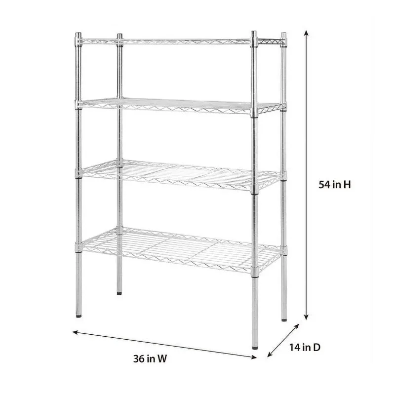 Hyper Tough 4 Tier Wire Shelf Unit, Chrome, 1400 lb. Capacity, Adult