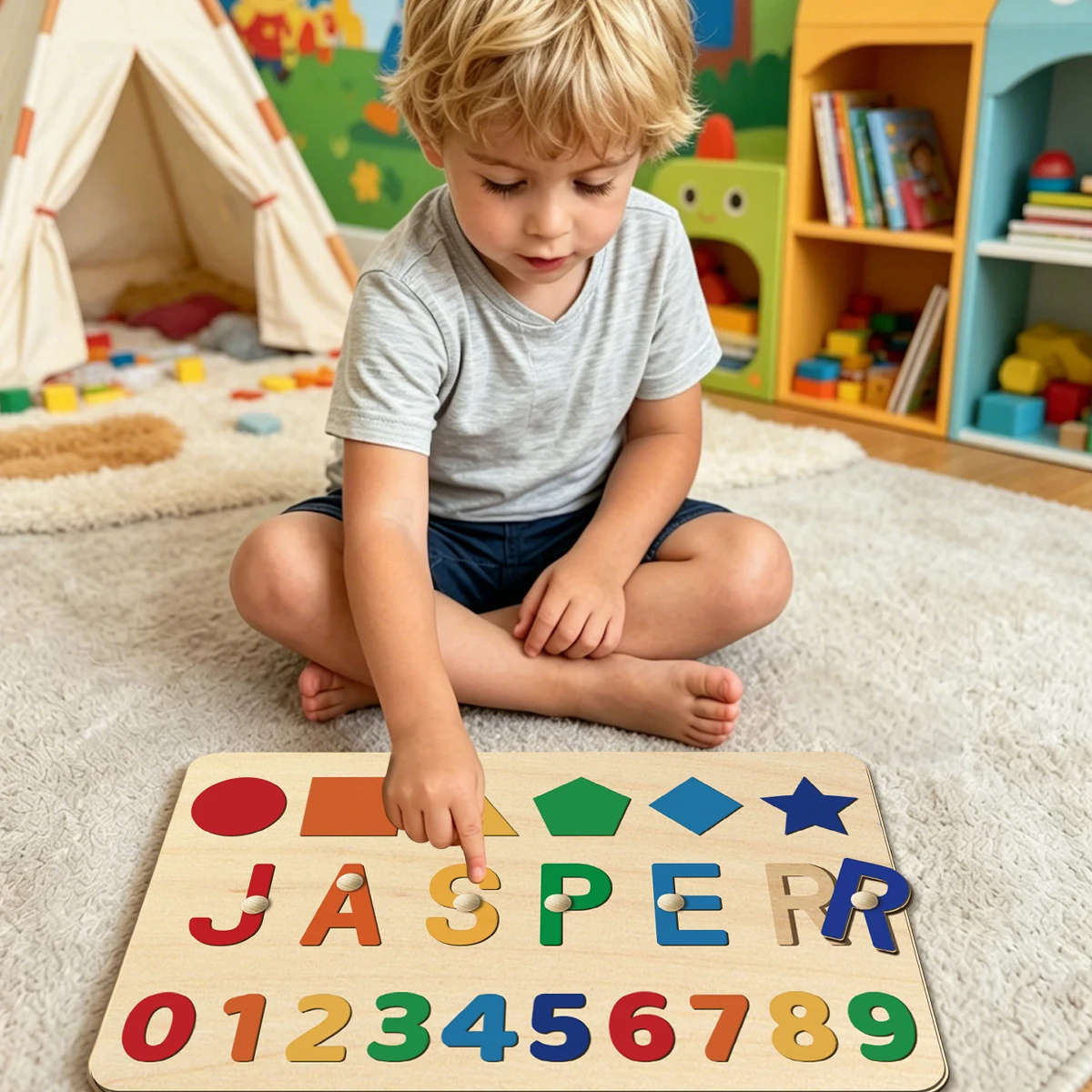 Personalized Wooden Letter Board, Customized Shapes & Numbers Learning Board, Unique Thoughtful Present For Birthdays