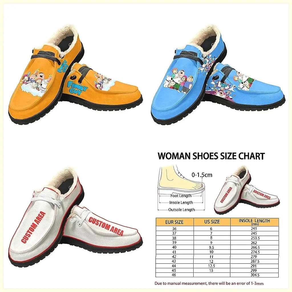 

Family Guy Cartoon Customized Couple Shoes, Velvet Warm Flat for Men & Women, Indoor Outdoor Casual Light Shoes