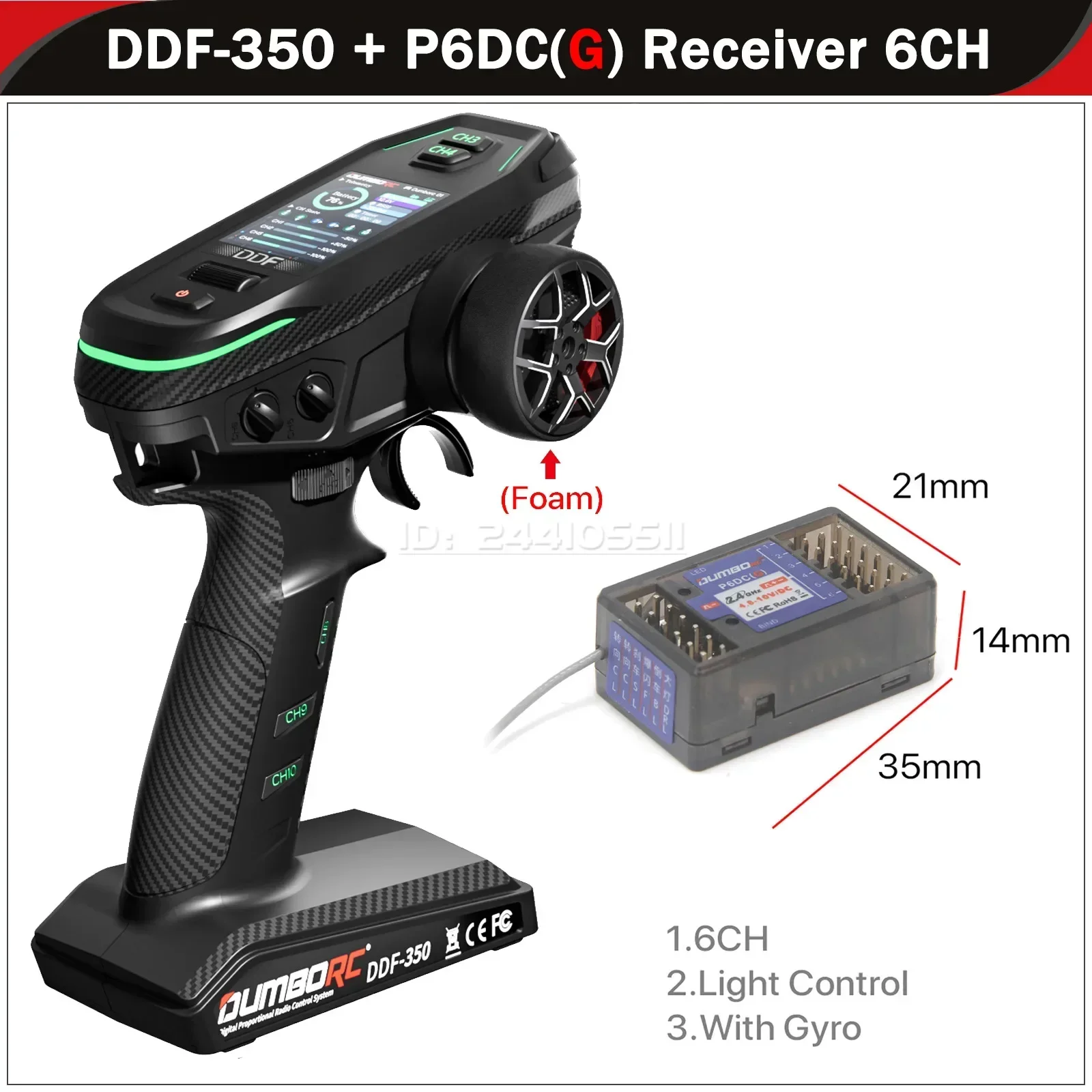 DUMBORC DDF-350 10CH RC Afstandsbediening 2.4G Digitale Radio Zender Gyro Ontvanger voor Drift Auto Tank Boot Robot Speelgoed Wltoy