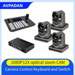 Three PCS 12X 20X Optical Zoom NDI 60fps Camera Live Solution Kit  One Joystick controller One PoE Switch