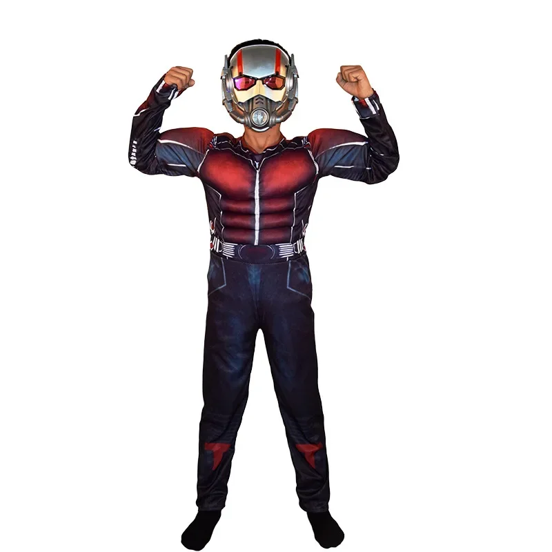 2025 nuevo disfraz de Cosplay de Ant Man 3 para niños, traje con máscara de superhéroe mejorado, mono de héroe musculoso, vestido de fiesta de cumpleaños, HalloweenX160