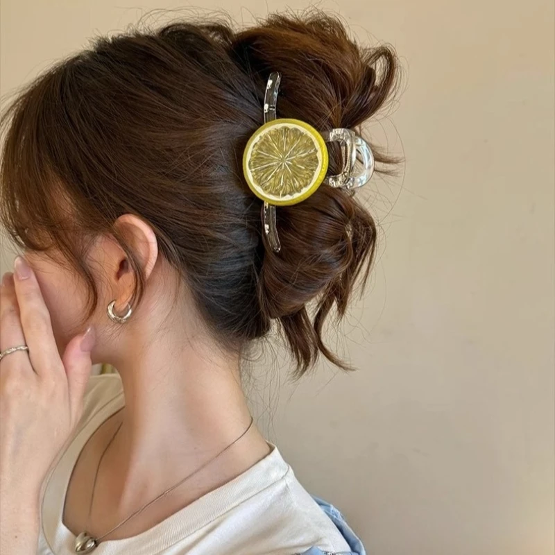 Haarklammer für Frauen Zitronengelbe Haarspangen Niedliche Schleife für den Hinterkopf Boho Haaraccessoires Süßer Minimalistischer Sommerstil – Detail 9