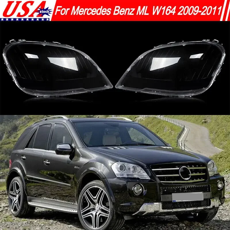 

For Mercedes Benz W164 ML350 2009-2011 Clear Headlight Headlamp Lens Cover Shell