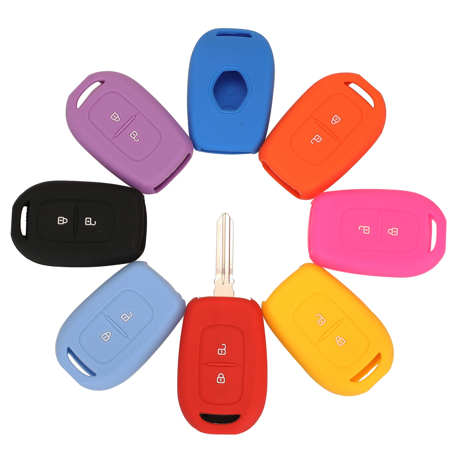 Jingyuqin Silicone Car Key Cover Case For Renault Clio Captur Kangoo Kadjar Koleos Megane Modus Kwid Dacia Logan Duster 2/3/4BTN