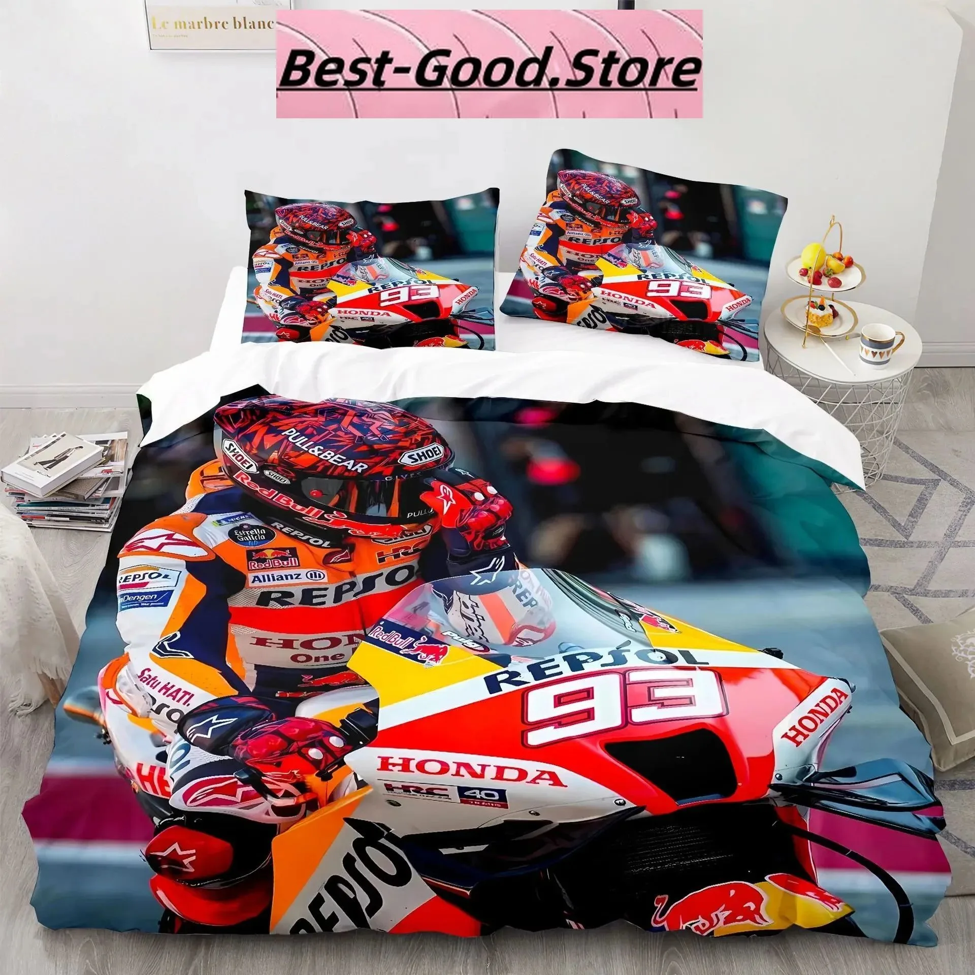 

3D Print Fashion Marc 93 Marquez Bedding Set Boys Girls Twin Queen King Size Duvet Cover Pillowcase Bed boys Adult Bedroom