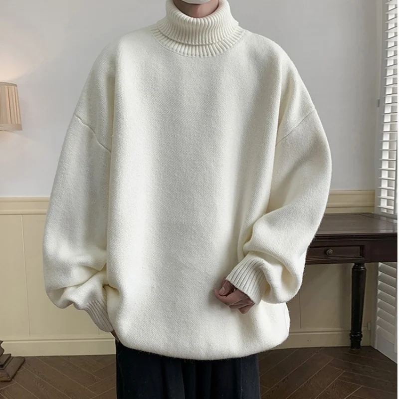 

2025 autumn and winter men's high-neck sweater, lazy style, thickened, loose, cool, youthful base shirt, outerwear, vintage knit