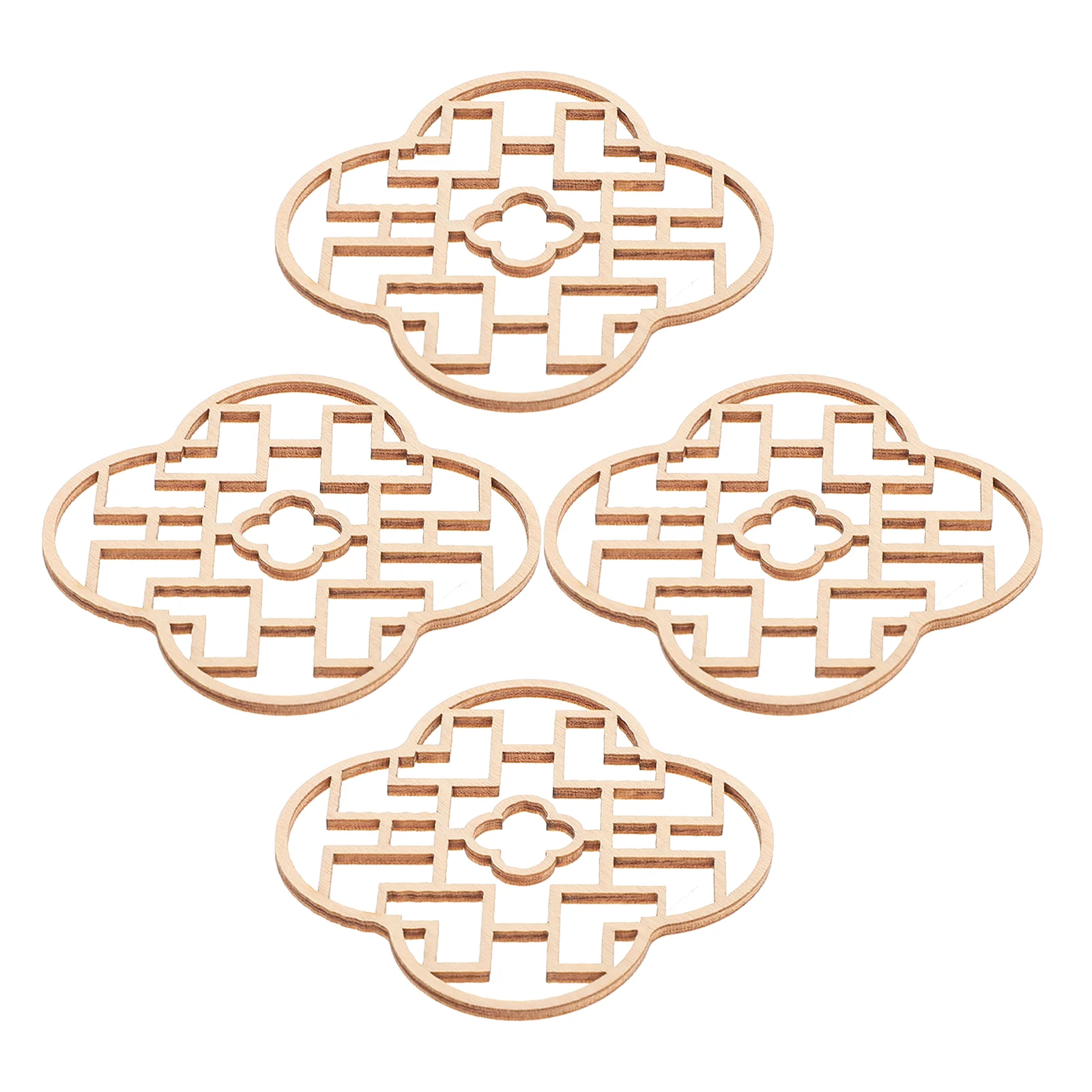 

4 Pcs Chinese Style Traditional Huipai Architecture Miniature Wooden Window Model Materials For Craft Embellishments Home Decor