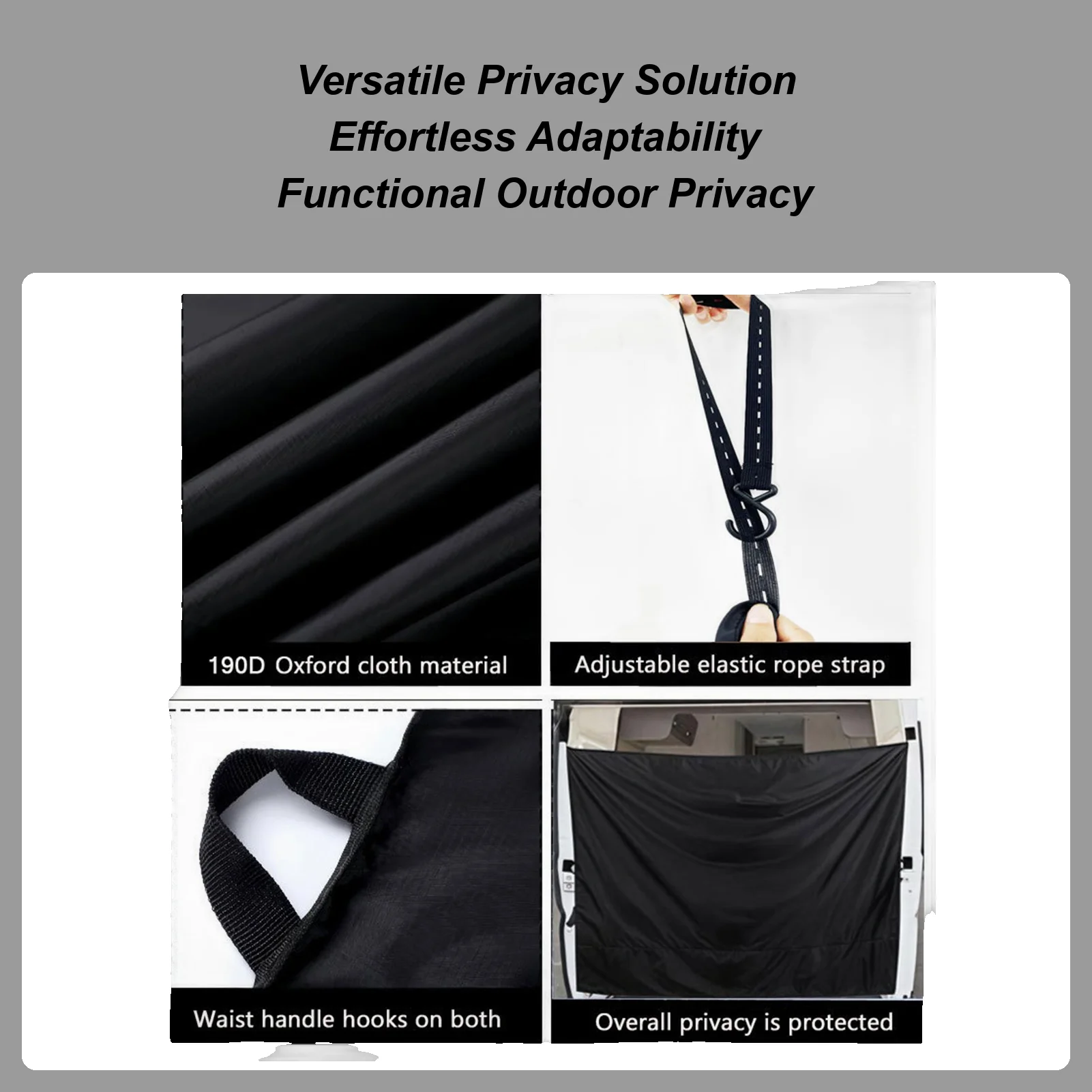 

Black Large Car Privacy Drapes 7.5X6 Ft Reusable Passengers Protector Changing Screen for Family Outings Road Trip Travel