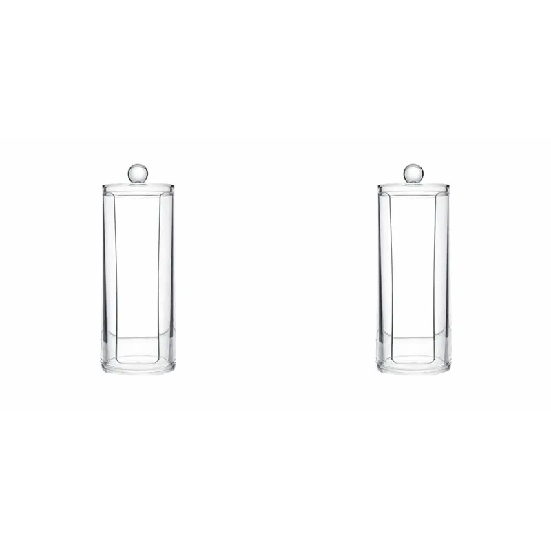 A84E-2X Facial Makeup Container Cotton Pads Round Dispenser With Lid Clear Acrylic Dispenser Cotton