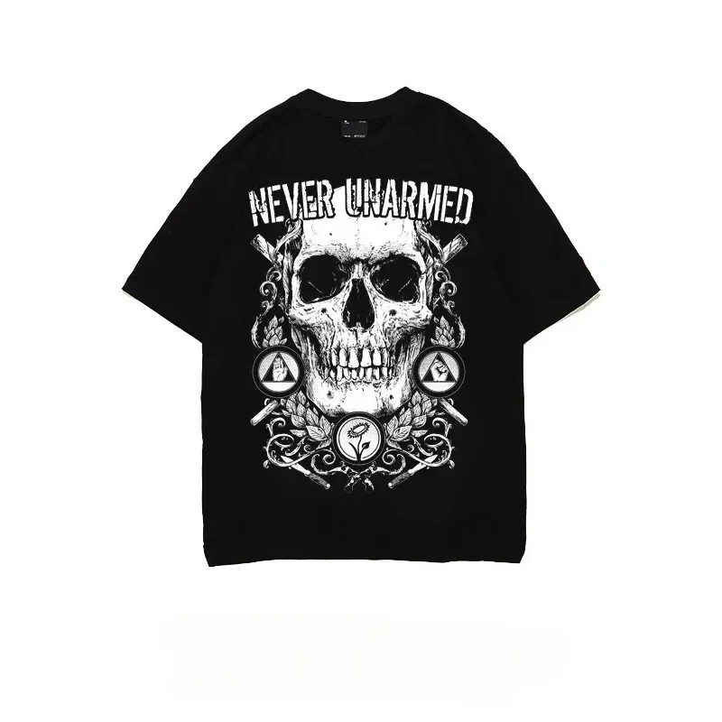 

2025 Summer Dark Gothic Skeleton T-shirts Y2Y Men and Women's Street Wear T-shirts Anime Clothes Streetwear