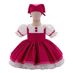 2pcs Toddler Masha Baby Girls Party Dress Maid Lolita 1st Birthday Princess Prom Gown Gala Bow Wedding Bridesmaid Kids Clothing