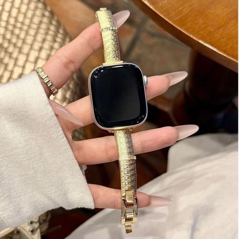 

Single row diamond brushed metal compatible iWatch strap 38mm 40mm 41mm 42mm 44mm 45mm 49mm fashionable strap