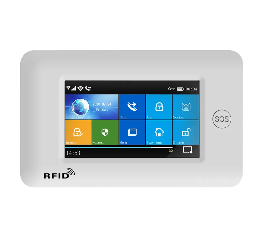 4.3Inch IPS Screen Tuya Smart Life WIFI  4G/GSM Alarm System Touch Keypad  Burglar Alarm Kit PIR Detector Motion Sensor