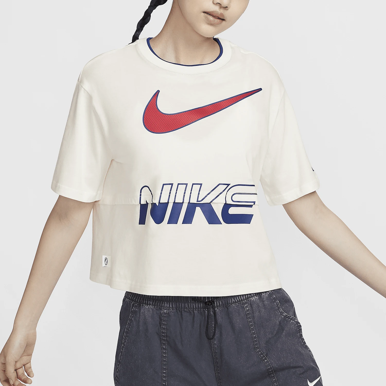 

Официальная подлинная спортивная одежда Nike, женский свободный повседневный топ с короткими рукавами HF6291-133