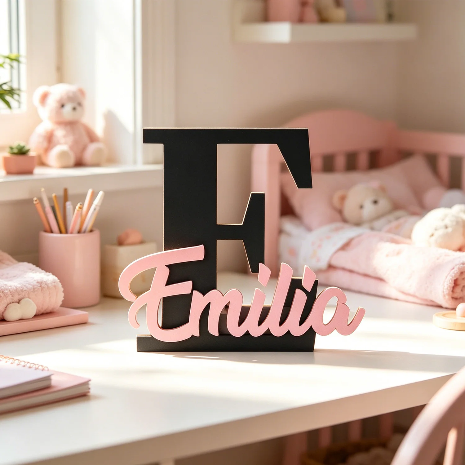 1pc Customizable Wooden Letter Door Sign,Customizable Content, Personalized Children's Room Decoration, Baby Name Identification