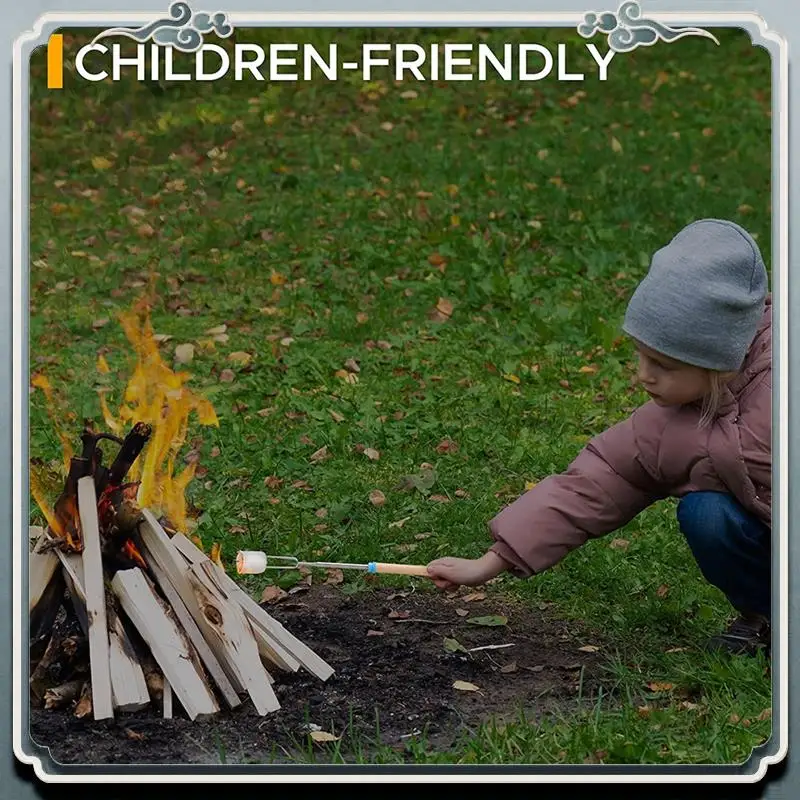 Durable Marshmallow Roasting Sticks (8 Pack) 32 Inches Extendable Telescoping Smores Skewers For Fire Pit Meat