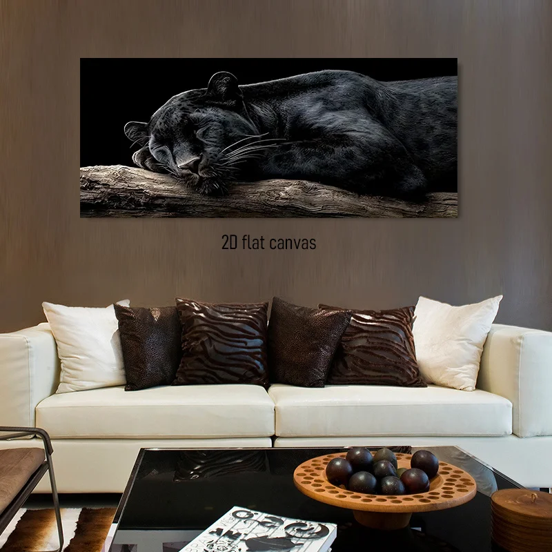 1 piece of modern minimalist black panther canvas hanging painting, frameless decoration painting for living room, bedroom entra