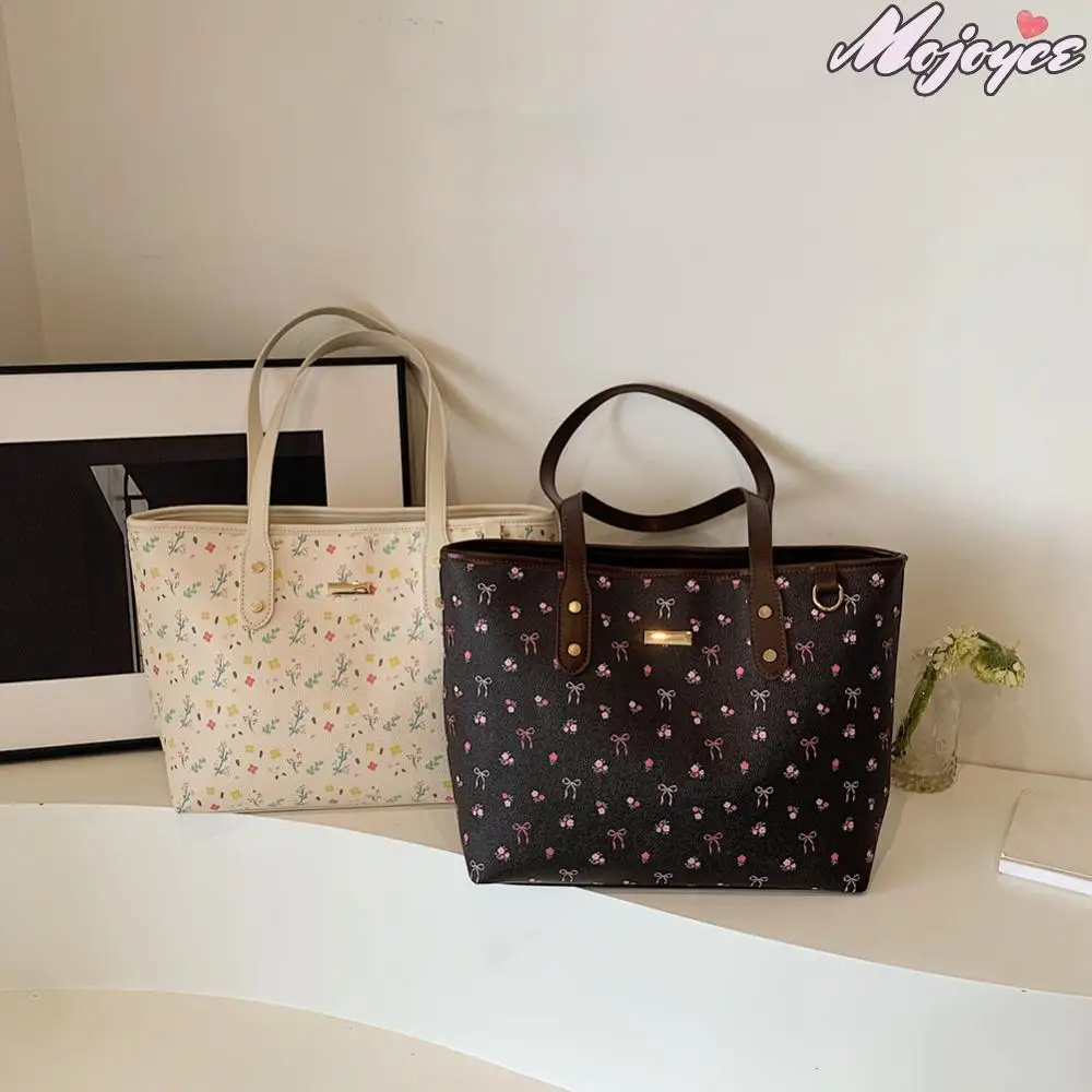 

Women PU Floral Tote Bag Fashion Shoulder Bag Large Capacity Simple Tote Handbag Aesthetic Chic Hobo Bag Top Handle Bag