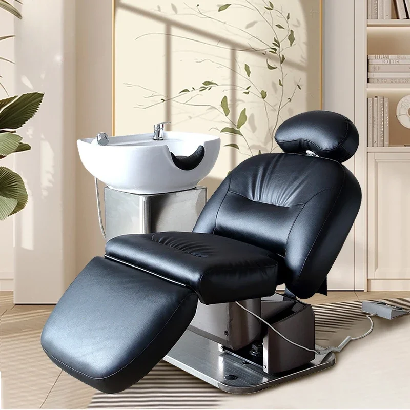 Electric Adjustable Hair Spa Shampoo Bed Hair Salon Washing Chair For Barber Shop