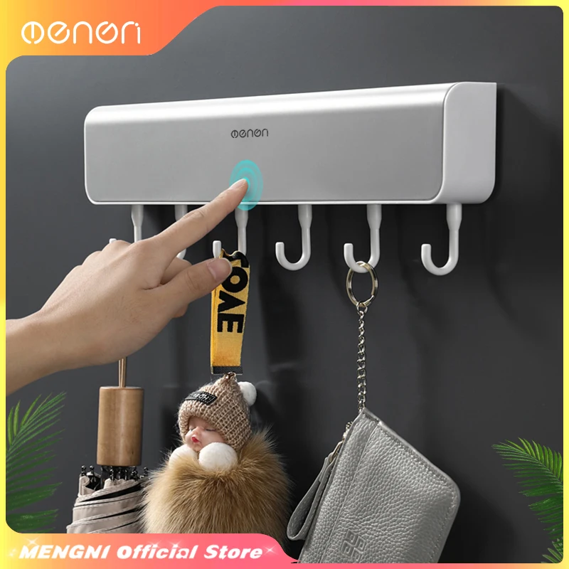 MWall-Mounted Storage Rack with Hook, Storage Box for Bathroom Door, Punch-Free, Clothes and Key Organizer, Bathroom Accessories