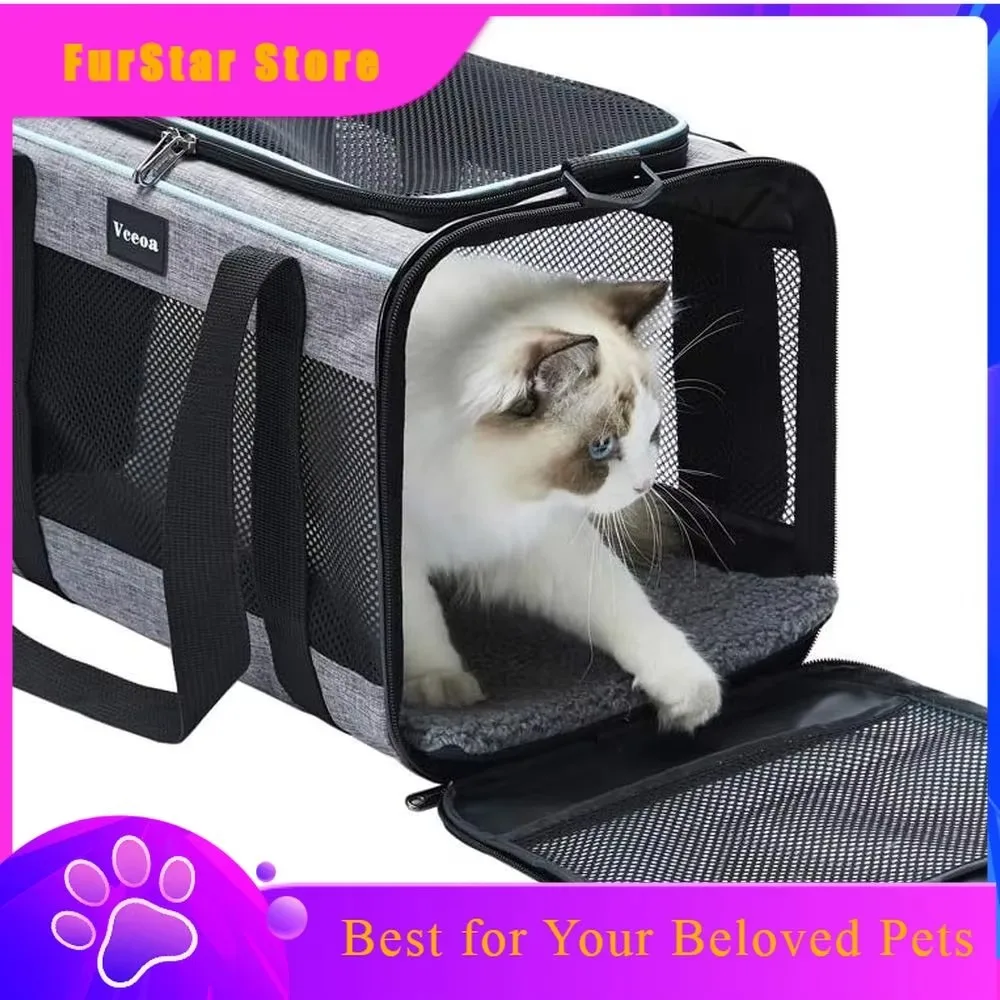 FurStar17.5x11x11 Inches Cat, Dog Carrier For Pets Up To 16 Lbs, Soft-Sided Cat Bag Animal Carriers Travel Puppy Carry As A Toy