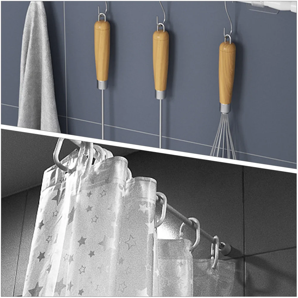 

2Pcs Adjustable Curtain Rods Heavy Duty Tension Pole for Bathroom Window No Drilling Required Extendable Clothes Rail Closet Rod