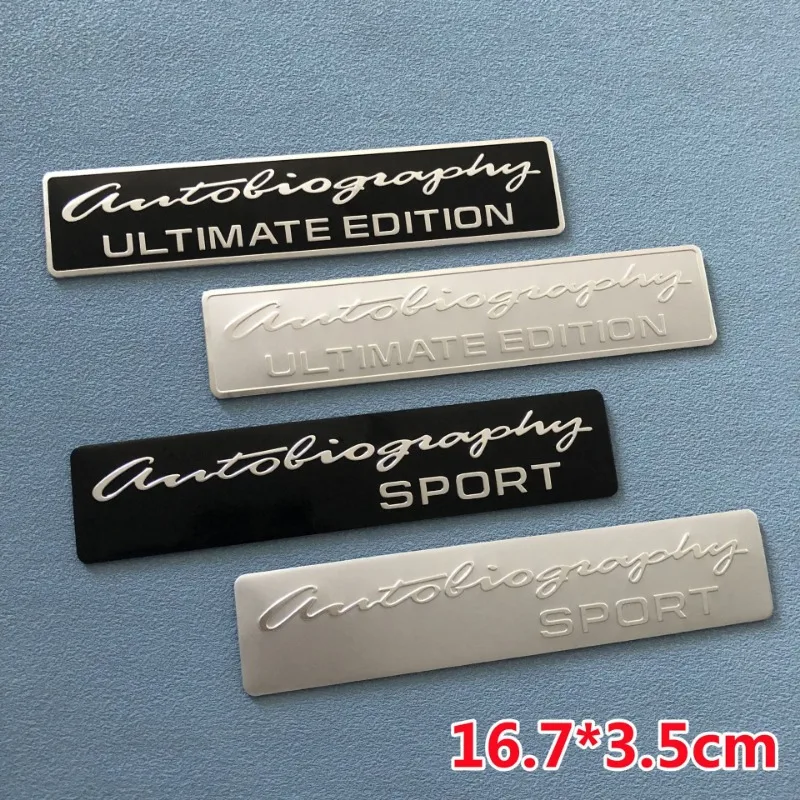 Aluminium Bar Car Emblem Autobiography ULTIMATE EDITION SPORT SUPERCHARGED Logo Stickers Black Silver