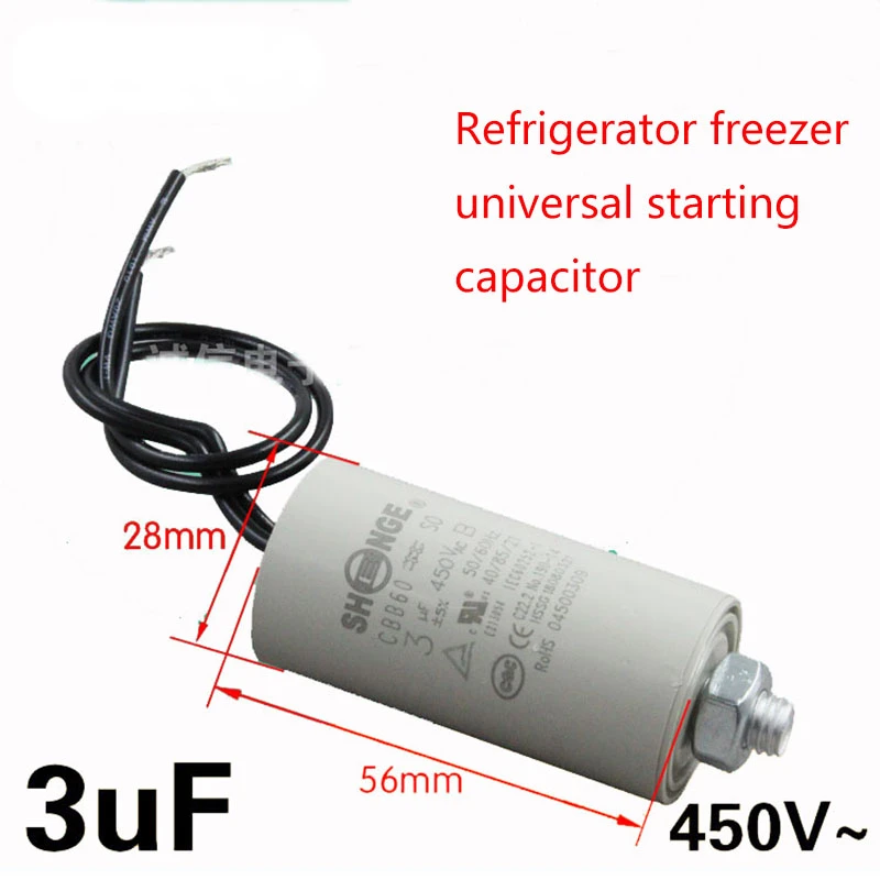 Refrigerator freezer compressor start running capacitor CBB60 3uF  starting capacitor