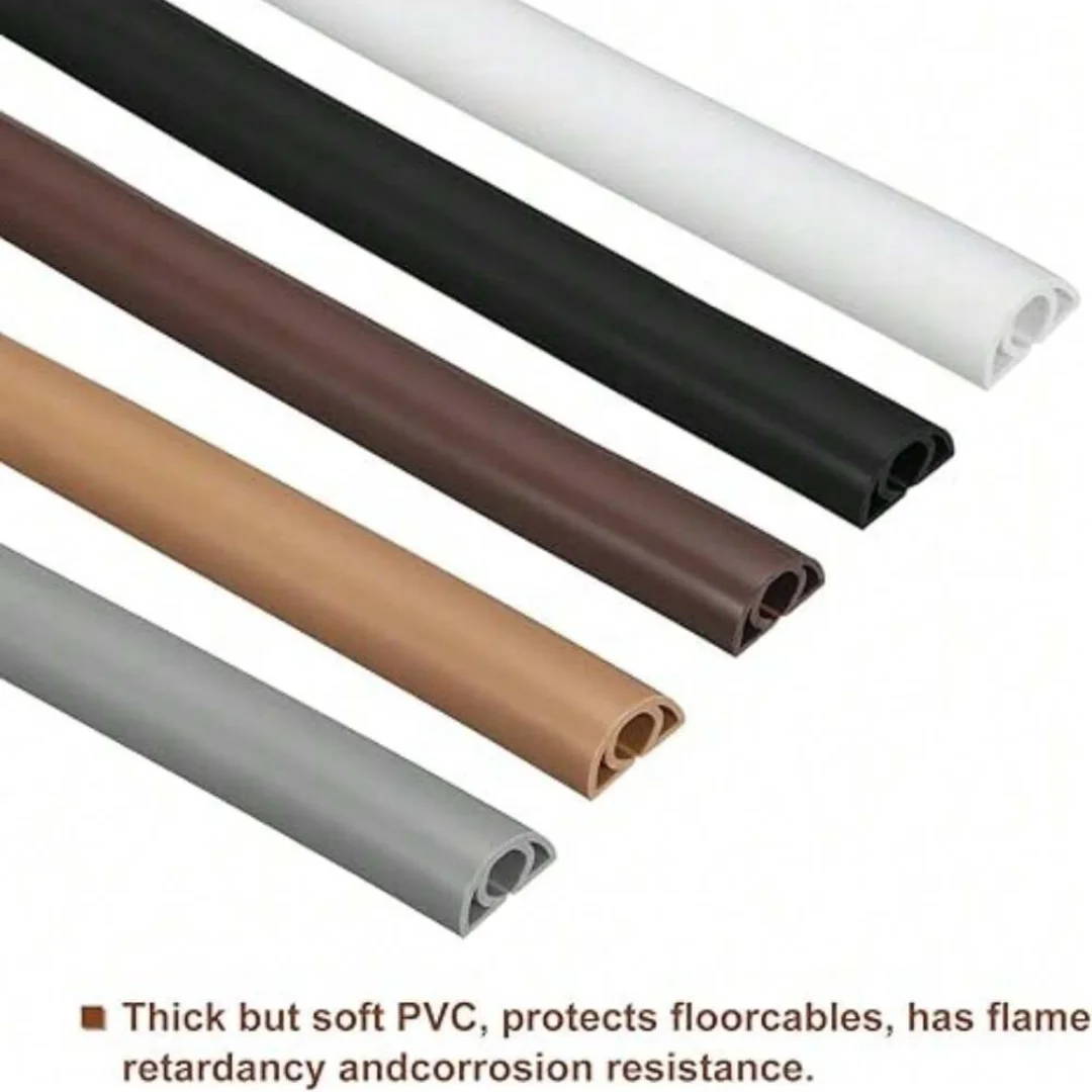 1PC 118.11inch Floor Cable Cover PVC Cord Protector Self-Adhesive Power Cable Protector Extension Electric Wire Duct Slot Cable