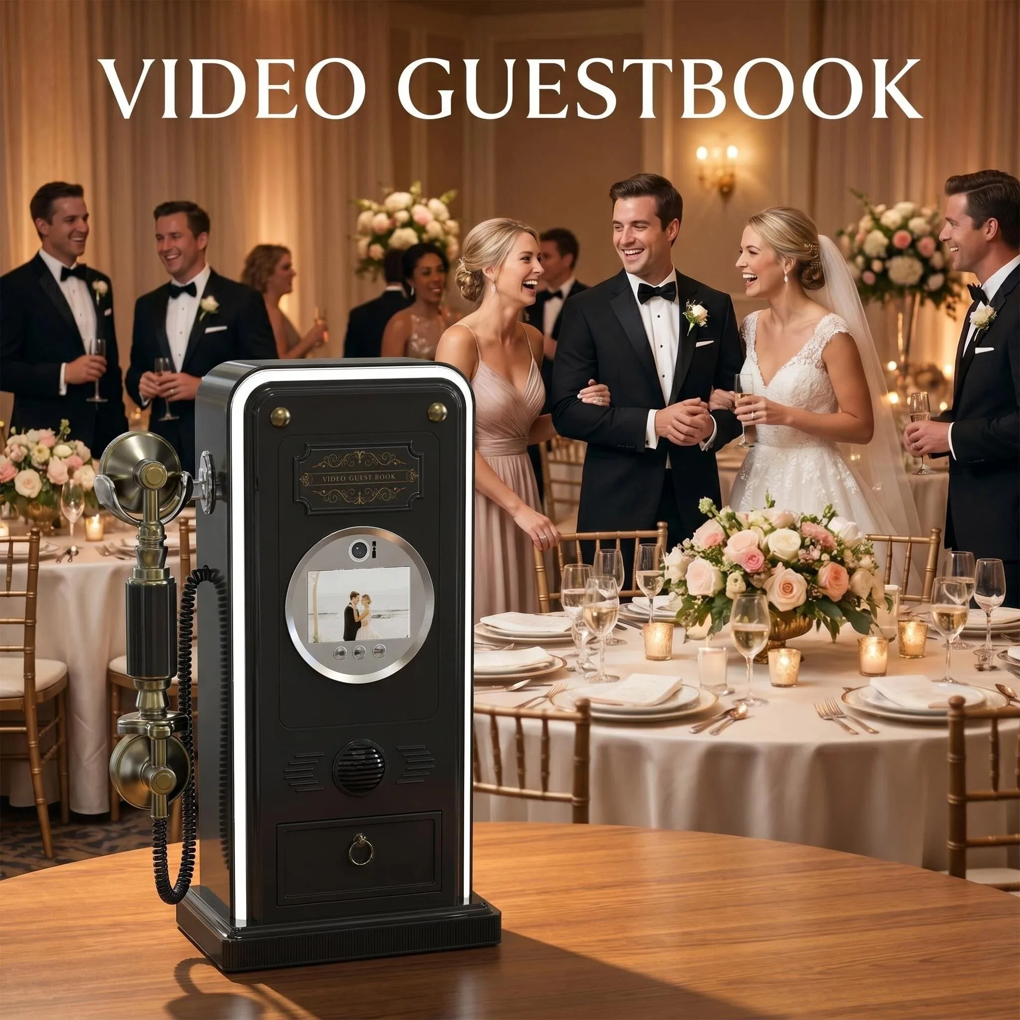 FeiyaCom Retro Video Guestbook, 32GB Memory, 1080P Resolution, Wedding Party, Birthday Wishes Message Book, USB Connection to PC