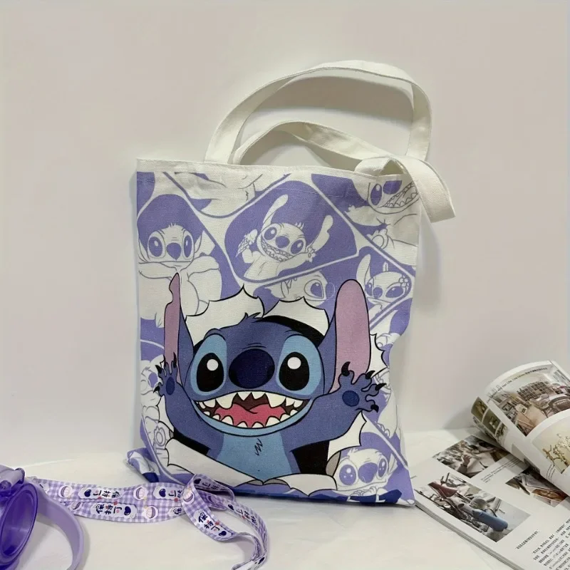 Большая сумка с принтом Disney Stitch, сумка через плечо большой вместимости, женская повседневная сумка для работы, школы, покупок