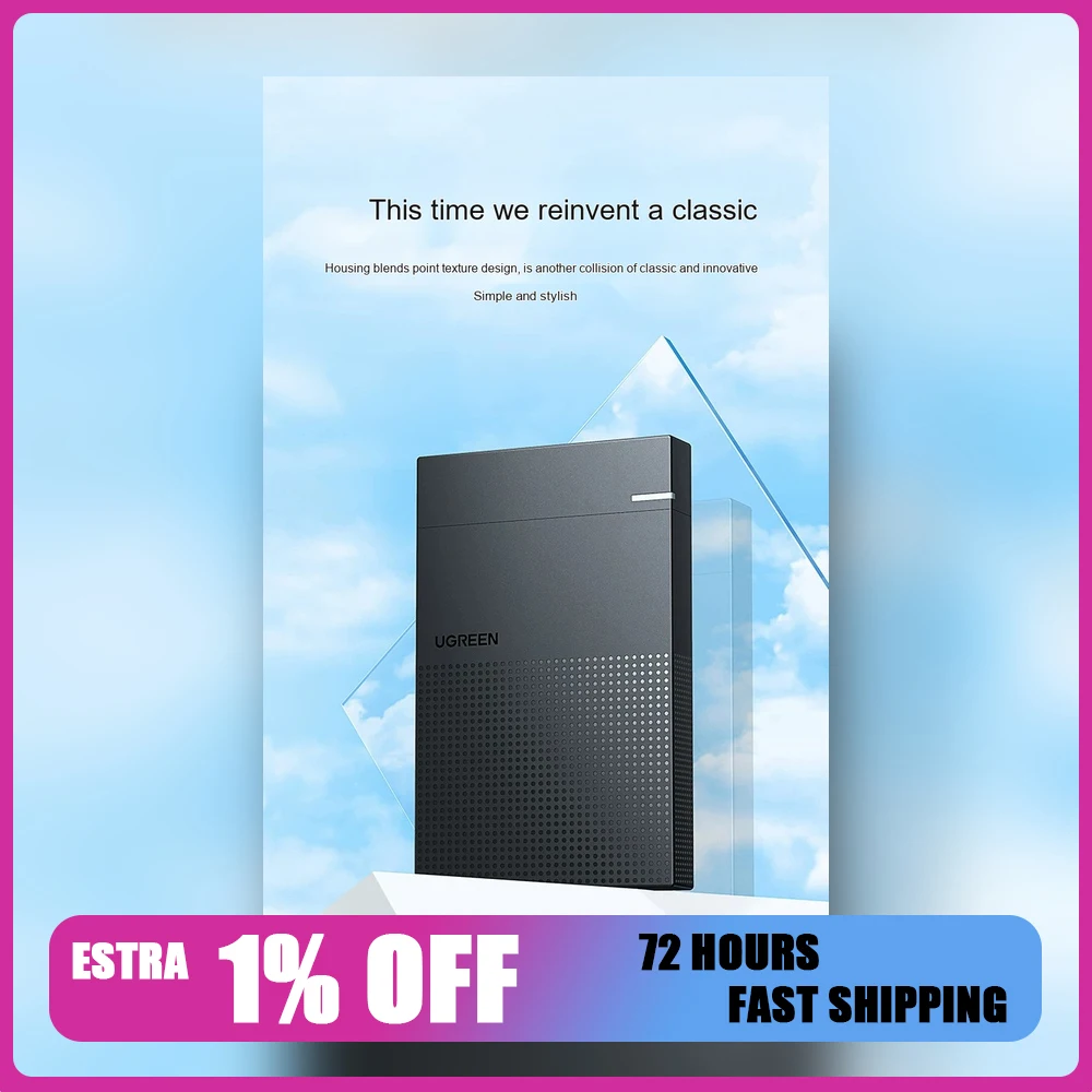 UGREEN 30725 CM471 2.5 Inch SATA HDD Enclosure USB 3.0 5Gbps External Hard Drive Case for SSD HDD