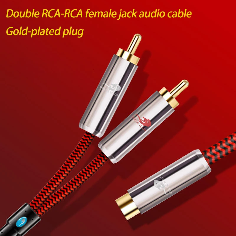 

Dual RCA-RCA Female Jack Audio Cable for Amplifier Speaker Receiver Home Theater Hifi System Y Splitter Shielded Cords