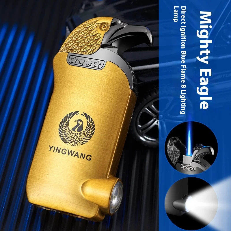 Geprägt mit kleiner Taschenlampe, winddichtes Metallfeuerzeug, personalisiertes Gasfeuerzeug mit Direktladung